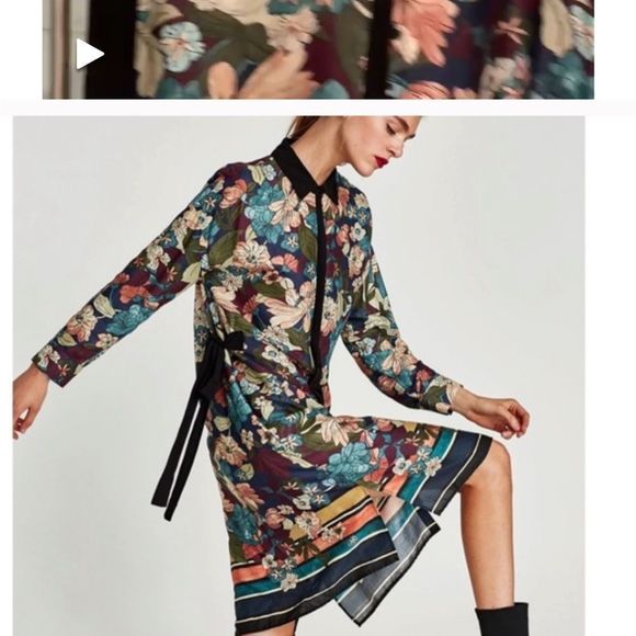 Zara Floral Tunic Dress size XS - Picture 6 of 12